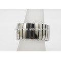 Casual / desportivo de aço inoxidável rodada prata elástica anéis para as mulheres